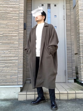 「ドルマン」｜「アイテム（ステンカラーコート）」を使った、タルナンドさん（メンズ・165cm）の冬コーディネート