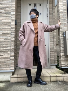 「shiki tokyo（シキトウキョウ）のアイテム（トレンチコート）」を使った、タルナンドさん（メンズ・165cm）の冬コーディネート
