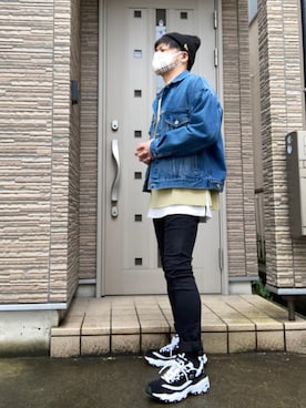 「JUNRED（ジュンレッド）のアイテム（デニムジャケット）」を使った、タルナンドさん（メンズ・165cm）の冬コーディネート