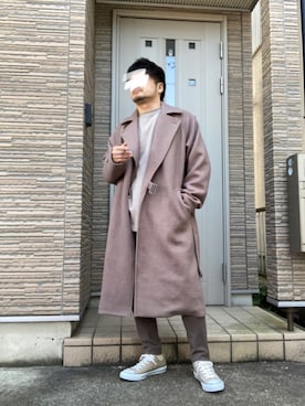 「shiki tokyo（シキトウキョウ）のアイテム（トレンチコート）」を使った、タルナンドさん（メンズ・165cm）の冬コーディネート