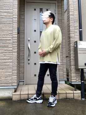 「ピスタチオ」｜「アイテム（スウェット）」を使った、タルナンドさん（メンズ・165cm）の冬コーディネート