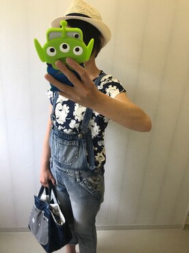「chuu（チュー）のアイテム（サロペット/オーバーオール）」を使った、みいさん（レディース・153cm）の春コーディネート