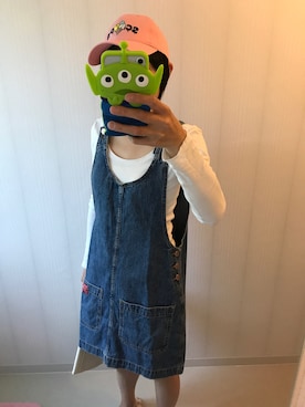 「USA」｜「アイテム（ジャンパースカート）」を使った、みいさん（レディース・153cm）の春コーディネート
