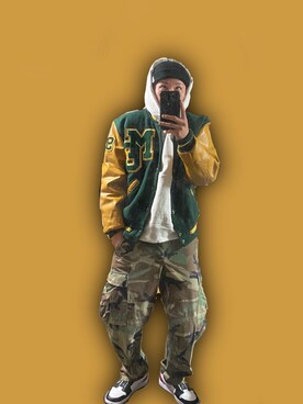 「FR2（エフアールツー）のアイテム（ニットキャップ/ビーニー）」を使った、マズカさん（メンズ・172cm）の冬コーディネート
