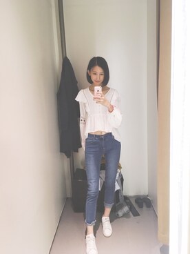 「URBAN RESEARCH（アーバンリサーチ）のアイテム（シャツ/ブラウス、ホワイト系）」を使った、树树Eさん（レディース）の春コーディネート