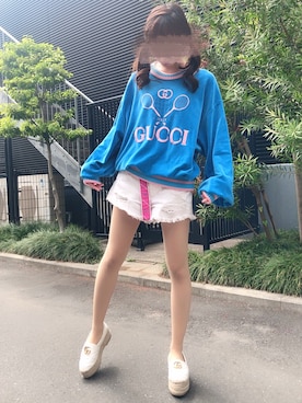 「韓国旅行」｜「アイテム（スウェット）」を使った、ちゃきらて。さん（レディース・148cm）の夏コーディネート