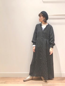 「アイテム（パンプス、グレー系）」を使った、miyuさん（レディース・157cm）の冬コーディネート