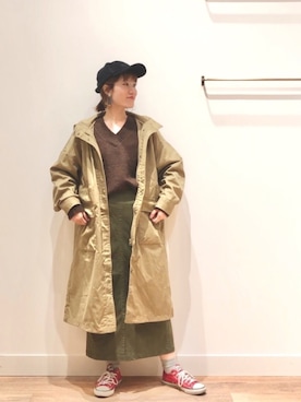 「アウターコーデ」｜「アイテム（マウンテンパーカー）」を使った、miyuさん（レディース・157cm）の冬コーディネート