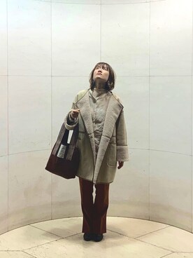 「Kastane（カスタネ）のアイテム（ムートンコート）」を使った、miyuさん（レディース・157cm）の冬コーディネート