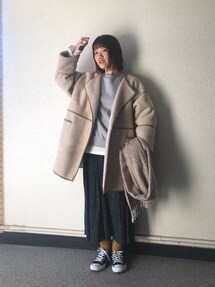 kastane レザーパイピングムートンコート Kastane（カスタネ）の「レザーパイピングムートンジャケット/コート