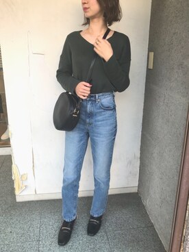 「ハイウエストストレートジーンズ」｜♡Risa♡さん（レディース・160cm）の春コーディネート