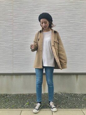 「OZOC（オゾック）のアイテム（ハンチング/ベレー帽）」を使った、♡Risa♡さん（レディース・160cm）の冬コーディネート