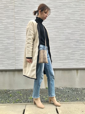 「LOWRYS FARM（ローリーズファーム）のストレッチヒールブーツ　851418（ブーツ）」を使った、♡Risa♡さん（レディース・160cm）の冬コーディネート