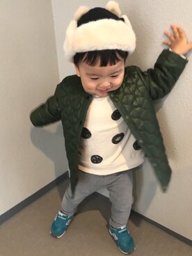 「裏ボア」｜「アイテム（スウェット）」を使った、☺︎rimu☺︎さん（キッズ・90cm）の冬コーディネート