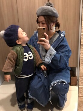 「niko and...（ニコアンド）のアイテム（ジャケット/アウター）」を使った、☺︎rimu☺︎さん（キッズ・90cm）の冬コーディネート