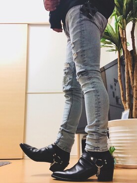 「off white（オフホワイト）のアイテム（キーホルダー）」を使った、もこ太郎☆ さん（メンズ・170cm）の冬コーディネート