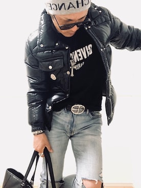 「ARMANI EXCHANGE（アルマーニエクスチェンジ）のアイテム（ニットキャップ/ビーニー）」を使った、もこ太郎☆ さん（メンズ・170cm）の冬コーディネート