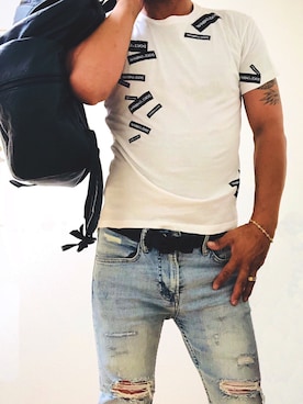 「DOLCE&GABBANA（ドルチェアンドガッバーナ）のアイテム（Tシャツ/カットソー）」を使った、もこ太郎☆ さん（メンズ・170cm）の夏コーディネート