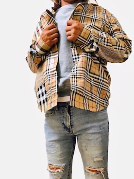 「Burberry London（バーバリーロンドン）のアイテム（Shirts、ベージュ系）」を使った、もこ太郎☆ さん（メンズ）の秋コーディネート