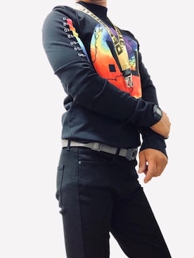 「BALENCIAGA（バレンシアガ）のアイテム（Denim jacket、ブルー系）」を使った、もこ太郎☆ さん（メンズ）の秋コーディネート