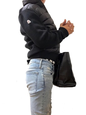 「MONCLER（モンクレール）のアイテム（Down Jacket / Coat、ブラック系）」を使った、もこ太郎☆ さん（メンズ）の秋コーディネート