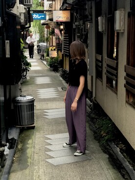 「古着のアイテム（その他パンツ、パープル系）」を使った、2999さん（レディース・159cm）の秋コーディネート