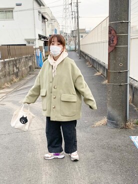 「#今日のコーデ」｜「アイテム（ノーカラーコート）」を使った、osonosanさん（レディース・146cm）の冬コーディネート