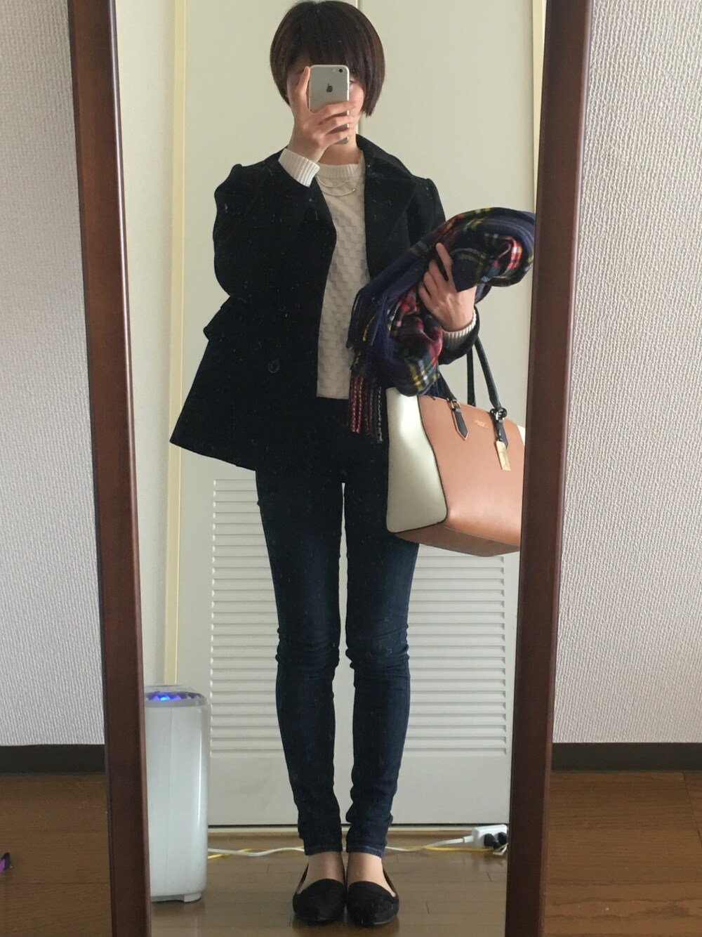 「ORiental TRafficのアイテム（パンプス、ブラック系）」を使った、くり@復活さん（レディース・166cm）の冬コーディネートの1枚目の写真