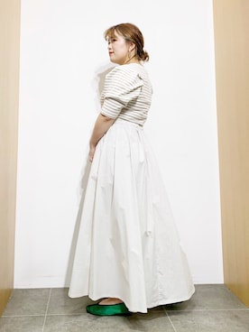 「アイテム（バレエシューズ、グリーン系）」を使った、サトみ。さん（レディース・151cm）の春コーディネート
