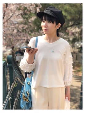 「アイテム（ピアス（片耳用））」を使った、sayaka さん（レディース・160cm）の春コーディネート