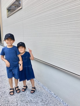 「HeM（ヘム）のアイテム（帽子）」を使った、haruhanaさん（キッズ・110cm）の夏コーディネート