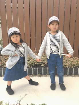 「無印良品（ムジルシリョウヒン）のアイテム（その他アウター）」を使った、haruhanaさん（キッズ・110cm）の秋コーディネート
