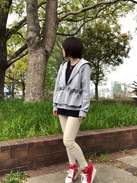 「YEVS（イーブス）のアイテム（パンツ）」を使った、しのぶさん（レディース・153cm）の春コーディネート