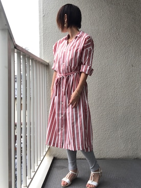 「HusHusH（ハッシュアッシュ）のアイテム（チュニック）」を使った、しのぶさん（レディース・153cm）の夏コーディネート