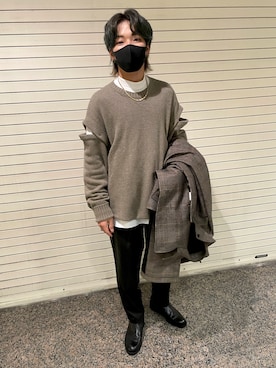 「stein」｜「アイテム（トレンチコート）」を使った、ごしごしさん（メンズ・174cm）の冬コーディネート