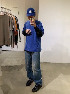 「COMMON PROJECTS（コモンプロジェクト）のアイテム（スニーカー）」を使った、牛乳ベースボールさん（メンズ・170cm）の春コーディネート
