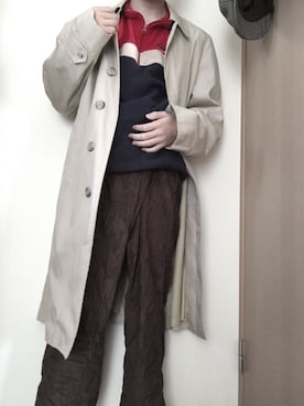 「LONDONFOG（ロンドンフォグ）のアイテム（ステンカラーコート）」を使った、 椎名さん（メンズ・165cm）の冬コーディネート