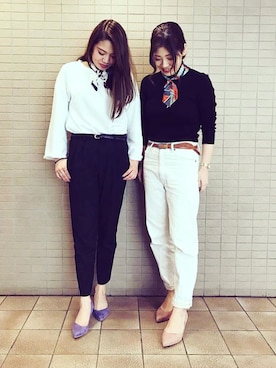 「アイテム（シューズ、パープル系）」を使った、Launaleaさん（レディース・160cm）の冬コーディネート