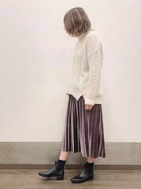 「アイテム（レインシューズ）」を使った、Launaleaさん（レディース・160cm）の春コーディネート