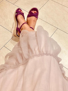 「アイテム（シューズ、パープル系）」を使った、Launaleaさん（レディース・160cm）の夏コーディネート