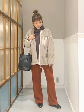「スウエット」｜「アイテム（ブルゾン）」を使った、megu_lpさん（レディース・160cm）の秋コーディネート