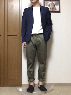 「markaware（マーカウェア）のアイテム（チノパンツ）」を使った、やなぎばさん（メンズ・168cm）の春コーディネート