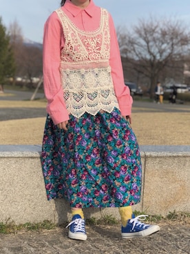 「古着屋さん」｜used.clothing.Flowさん（レディース・149cm）の春コーディネート