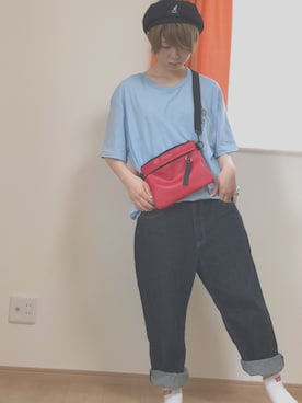 「INGNI（イング）のサコッシュ-2018SS-（ショルダーバッグ、レッド系）」を使った、湯さん（レディース・158cm）の夏コーディネート