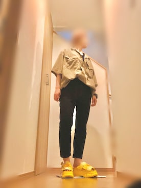 「UNIQLO（ユニクロ）のハイライズスキニーアンクルジーンズ（ビューティコンプレッション・丈標準68cm）（デニムパンツ、ブラック系）」を使った、湯さん（レディース・158cm）の夏コーディネート