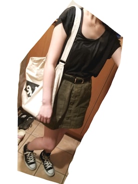 「ミニスカート」｜「アイテム（スリッポン）」を使った、YUMI…さん（レディース・154cm）の夏コーディネート