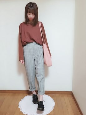 「TONE SELECT GOODS（トーンセレクトグッズ）のアイテム（トートバッグ）」を使った、YUMI…さん（レディース・154cm）の秋コーディネート