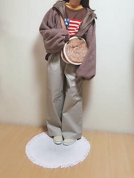 「ゆるゆる」｜「アイテム（ブルゾン）」を使った、YUMI…さん（レディース・154cm）の冬コーディネート