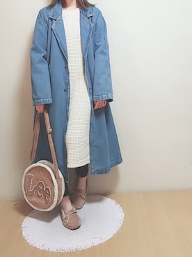 「SEVENDAYS=SUNDAY（セブンデイズサンデイ）のアイテム（デニムジャケット）」を使った、YUMI…さん（レディース・154cm）の冬コーディネート