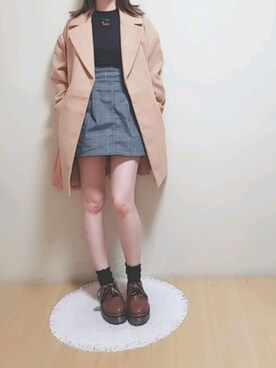 YUMI…使用「RETROGIRL（チェックボックススカート）」的時尚穿搭